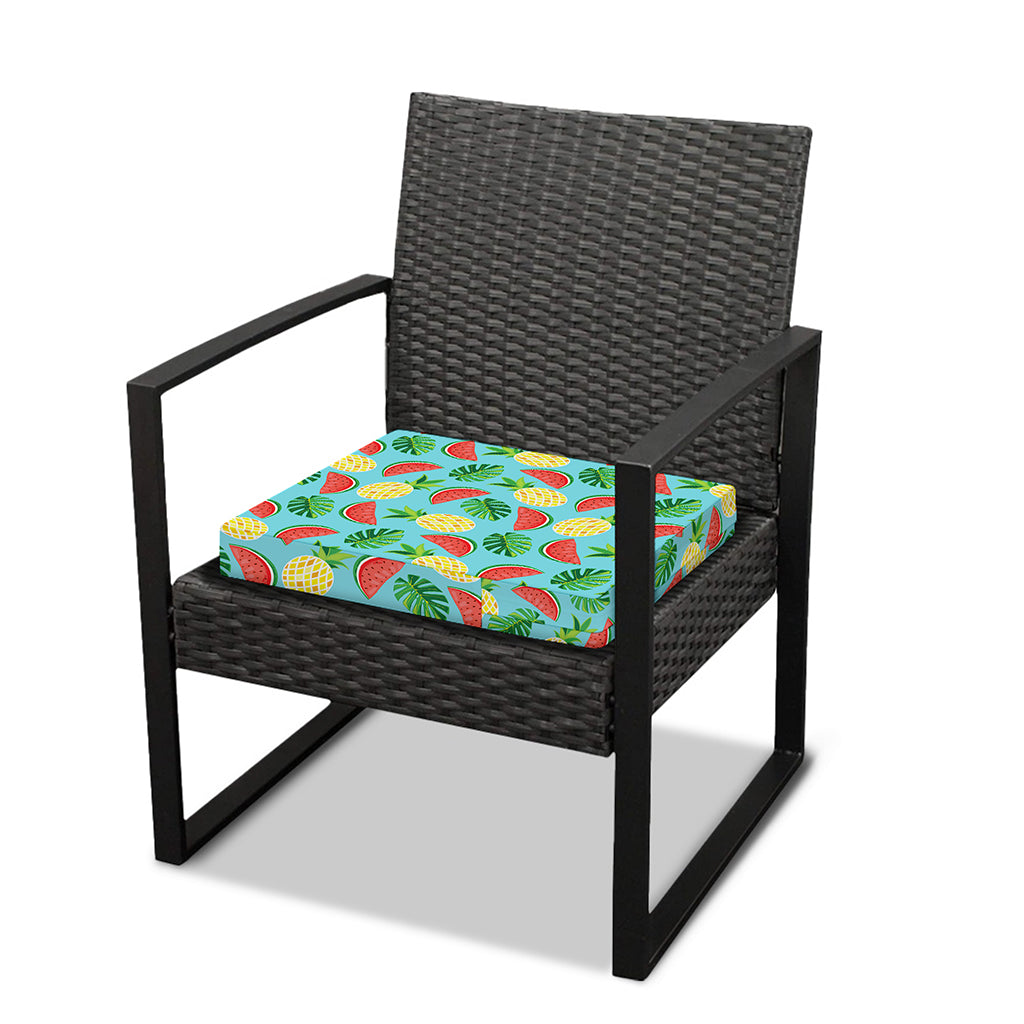 Tropical Watermelon And Pineapple Print Outdoor Seat Cushion Cover