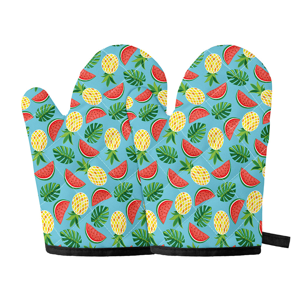 Tropical Watermelon And Pineapple Print Oven Mitts