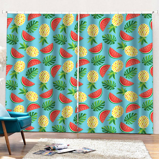 Tropical Watermelon And Pineapple Print Pencil Pleat Curtains