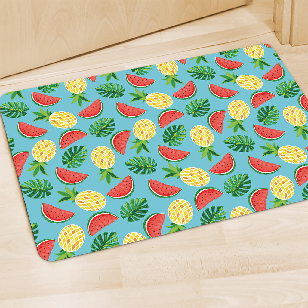 Tropical Watermelon And Pineapple Print Polyester Doormat