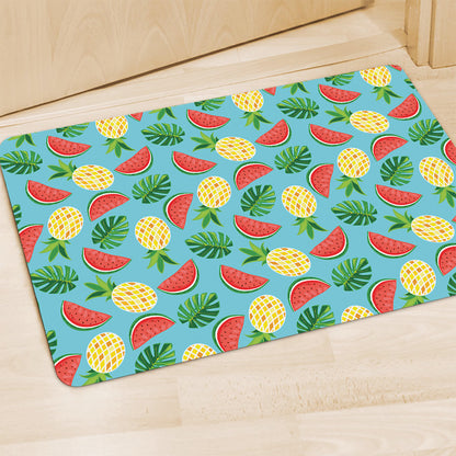 Tropical Watermelon And Pineapple Print Polyester Doormat