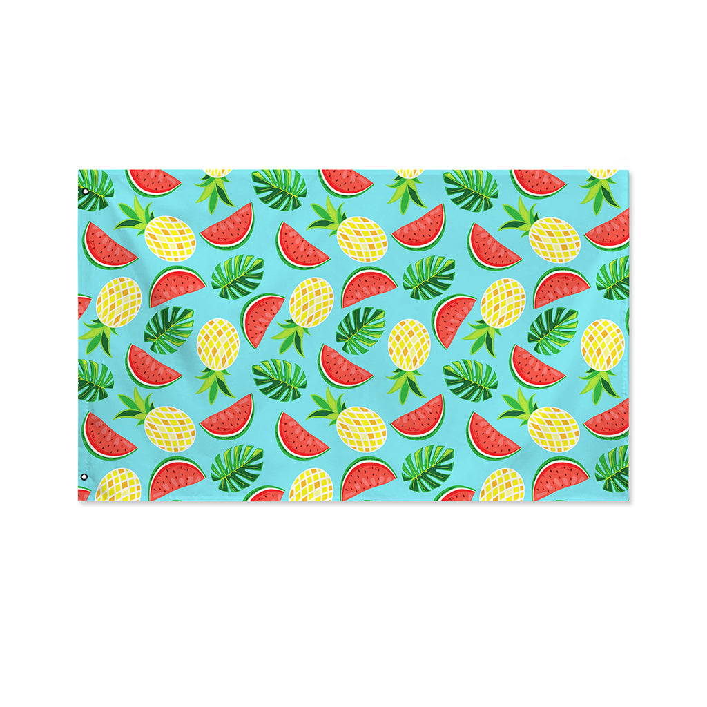 Tropical Watermelon And Pineapple Print Polyester Flag