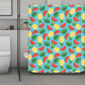 Tropical Watermelon And Pineapple Print Polyester Shower Curtain