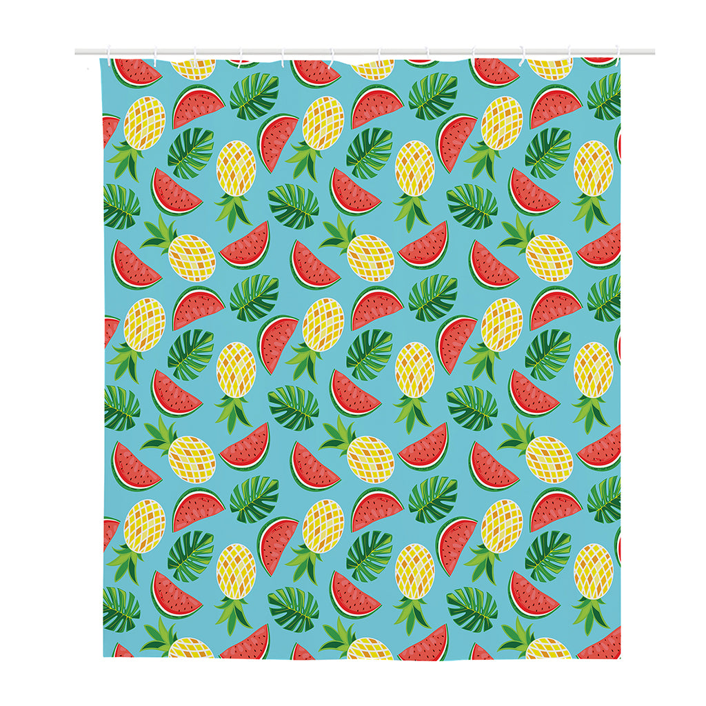 Tropical Watermelon And Pineapple Print Polyester Shower Curtain