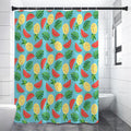 Tropical Watermelon And Pineapple Print Premium Shower Curtain