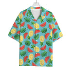 Tropical Watermelon And Pineapple Print Rayon Hawaiian Shirt