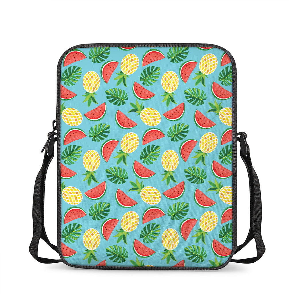 Tropical Watermelon And Pineapple Print Rectangular Crossbody Bag