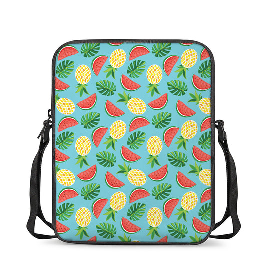 Tropical Watermelon And Pineapple Print Rectangular Crossbody Bag