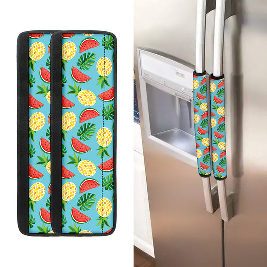 Tropical Watermelon And Pineapple Print Refrigerator Handle Covers