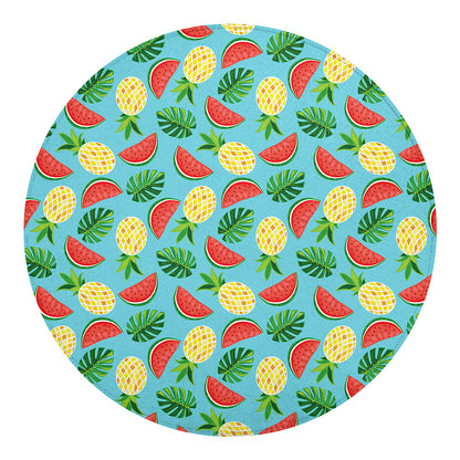 Tropical Watermelon And Pineapple Print Round Blanket