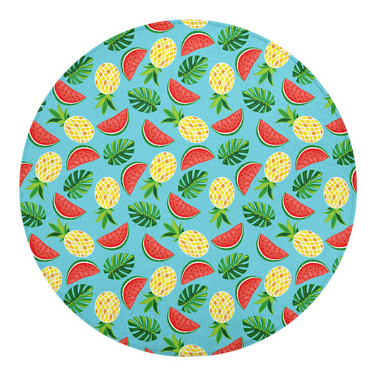 Tropical Watermelon And Pineapple Print Round Blanket