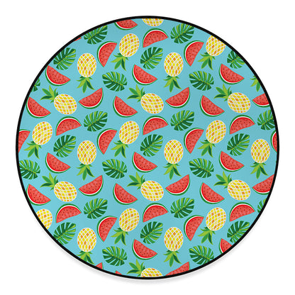 Tropical Watermelon And Pineapple Print Round Floor Mat