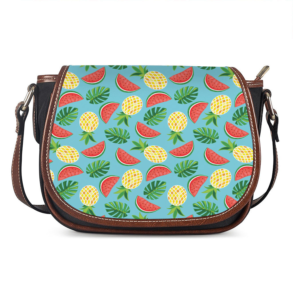 Tropical Watermelon And Pineapple Print Saddle Bag