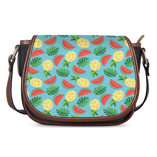 Tropical Watermelon And Pineapple Print Saddle Bag