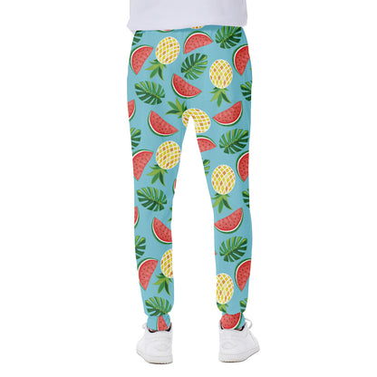 Tropical Watermelon And Pineapple Print Scuba Joggers