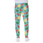 Tropical Watermelon And Pineapple Print Scuba Joggers