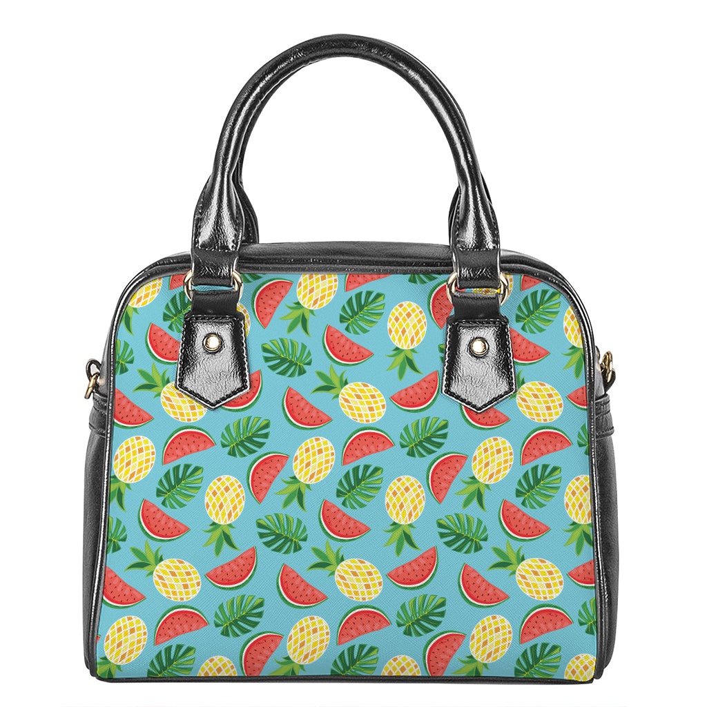 Tropical Watermelon And Pineapple Print Shoulder Handbag