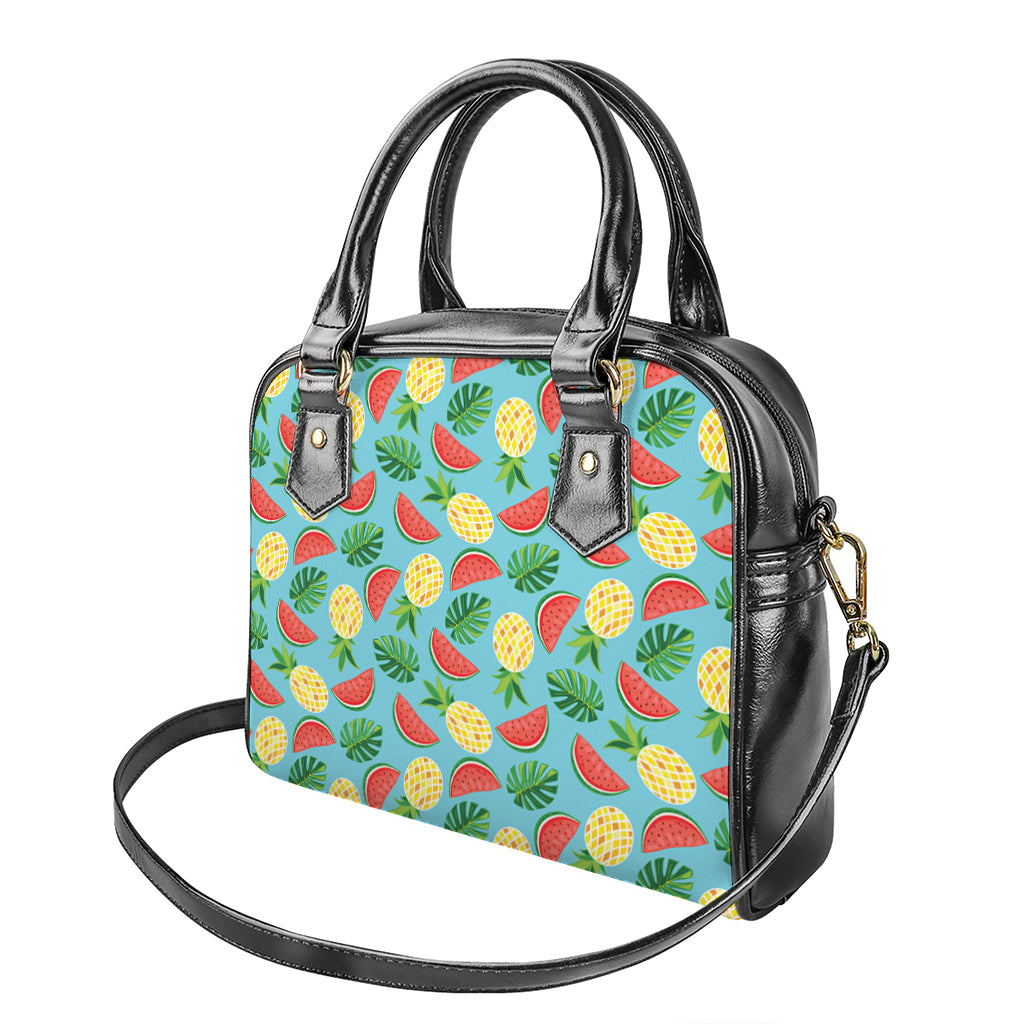 Tropical Watermelon And Pineapple Print Shoulder Handbag