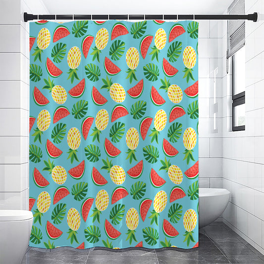 Tropical Watermelon And Pineapple Print Shower Curtain