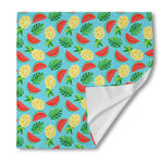 Tropical Watermelon And Pineapple Print Silk Bandana