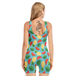 Tropical Watermelon And Pineapple Print Sleeveless One Piece Swimsuit