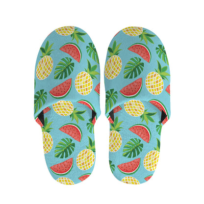 Tropical Watermelon And Pineapple Print Slippers