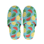 Tropical Watermelon And Pineapple Print Slippers