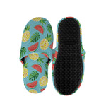 Tropical Watermelon And Pineapple Print Slippers