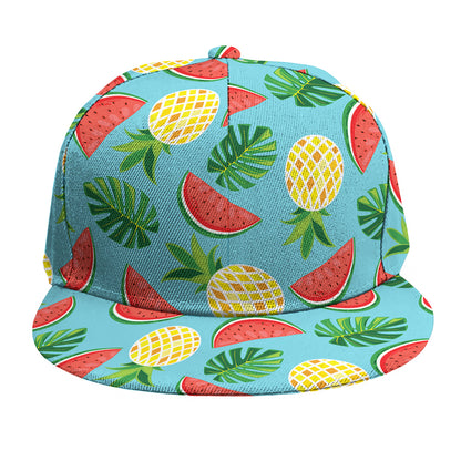 Tropical Watermelon And Pineapple Print Snapback Cap