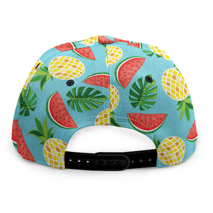 Tropical Watermelon And Pineapple Print Snapback Cap