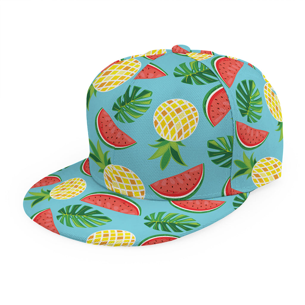 Tropical Watermelon And Pineapple Print Snapback Cap