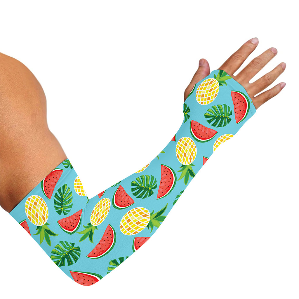 Tropical Watermelon And Pineapple Print Sun Protection Arm Sleeves