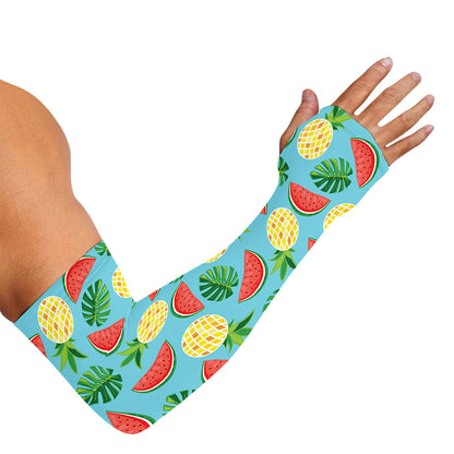 Tropical Watermelon And Pineapple Print Sun Protection Arm Sleeves