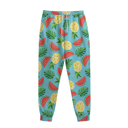Tropical Watermelon And Pineapple Print Sweatpants