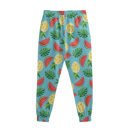 Tropical Watermelon And Pineapple Print Sweatpants