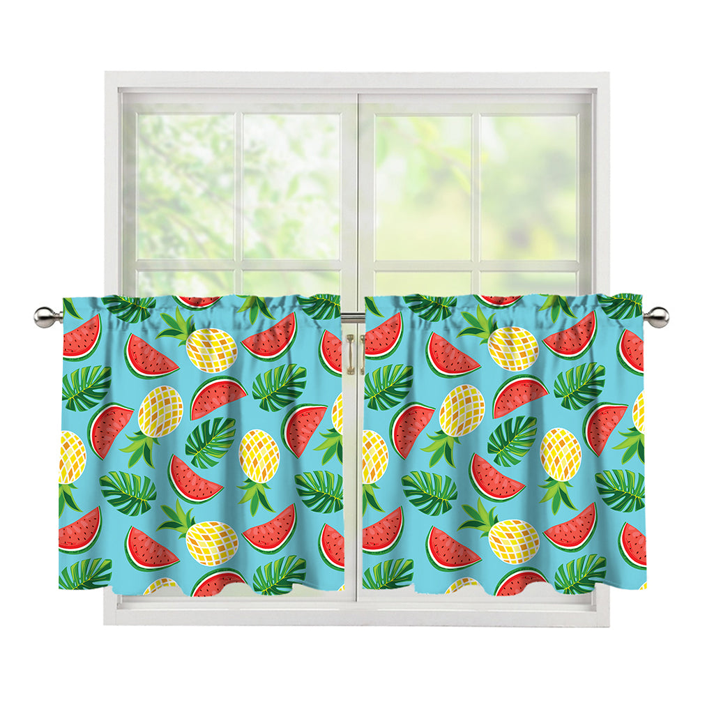 Tropical Watermelon And Pineapple Print Tier Curtains