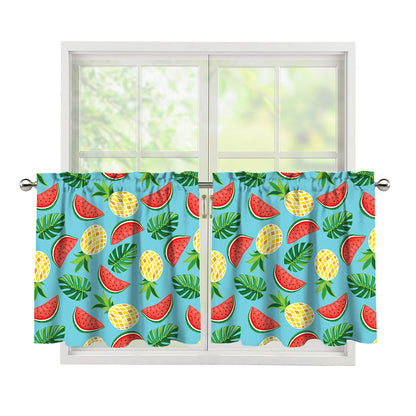 Tropical Watermelon And Pineapple Print Tier Curtains