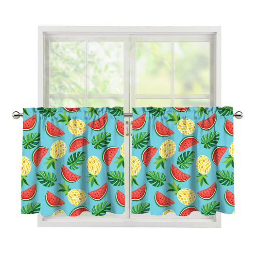Tropical Watermelon And Pineapple Print Tier Curtains