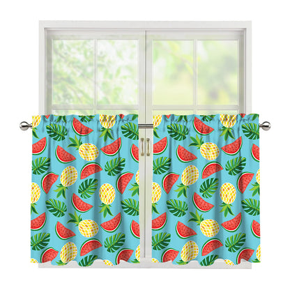 Tropical Watermelon And Pineapple Print Tier Curtains