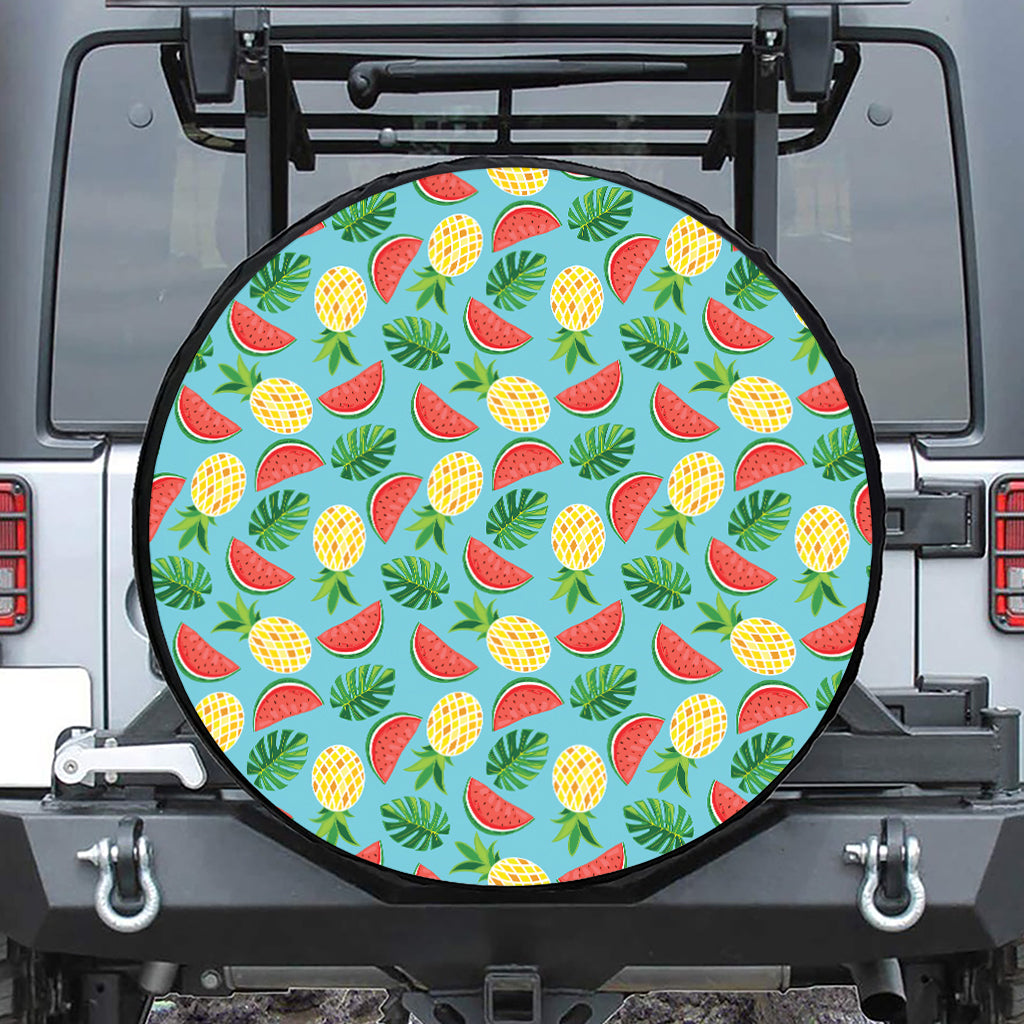 Tropical Watermelon And Pineapple Print Tire Cover