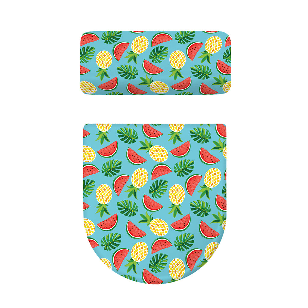 Tropical Watermelon And Pineapple Print Toilet Lid And Tank Cover Set