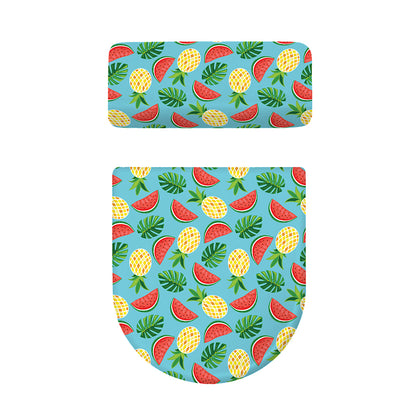 Tropical Watermelon And Pineapple Print Toilet Lid And Tank Cover Set