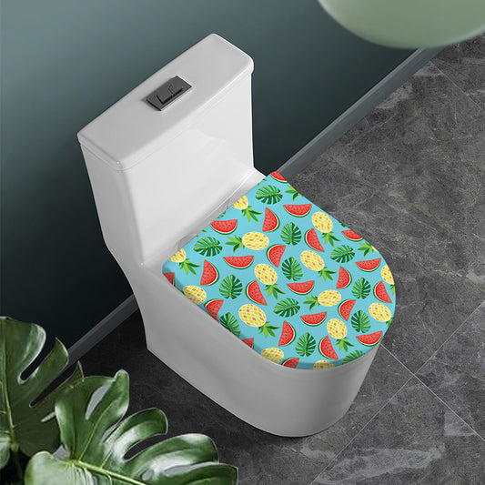 Tropical Watermelon And Pineapple Print Toilet Lid Cover