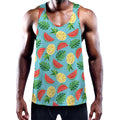 Tropical Watermelon And Pineapple Print Men's Workout Tank Top