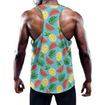 Tropical Watermelon And Pineapple Print Training Tank Top