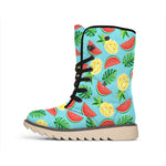 Tropical Watermelon And Pineapple Print Winter Boots