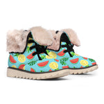 Tropical Watermelon And Pineapple Print Winter Boots
