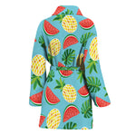 Tropical Watermelon And Pineapple Print Women's Bathrobe