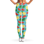 Tropical Watermelon And Pineapple Print Women's Leggings