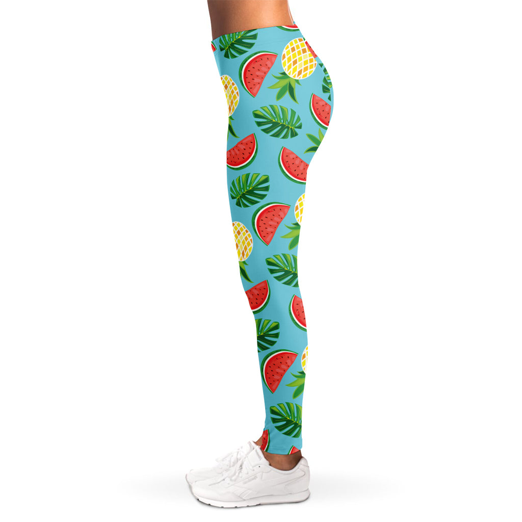 Tropical Watermelon And Pineapple Print Women's Leggings
